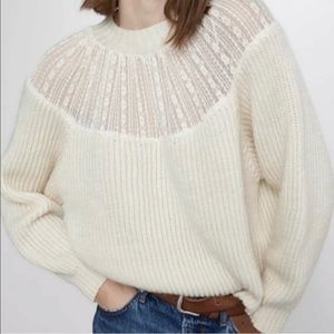 Zara contrasting lace  full sleeve sweater